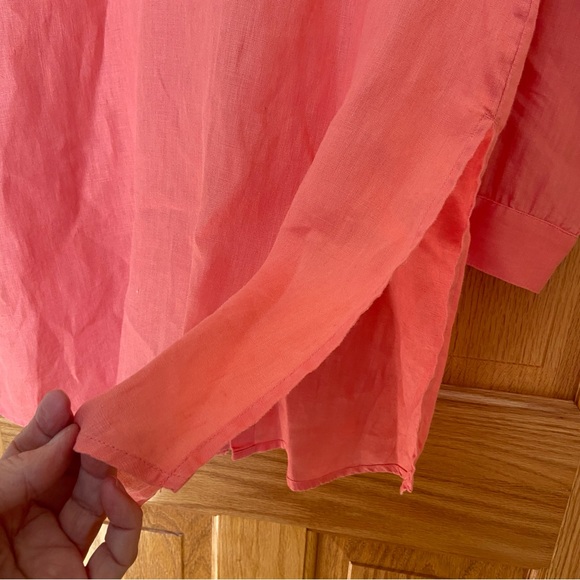 J. Jill Love Linen Coral Long Sleeve Blouse / Shirt XS Petite - 100% Linen NWOT - Picture 6 of 9